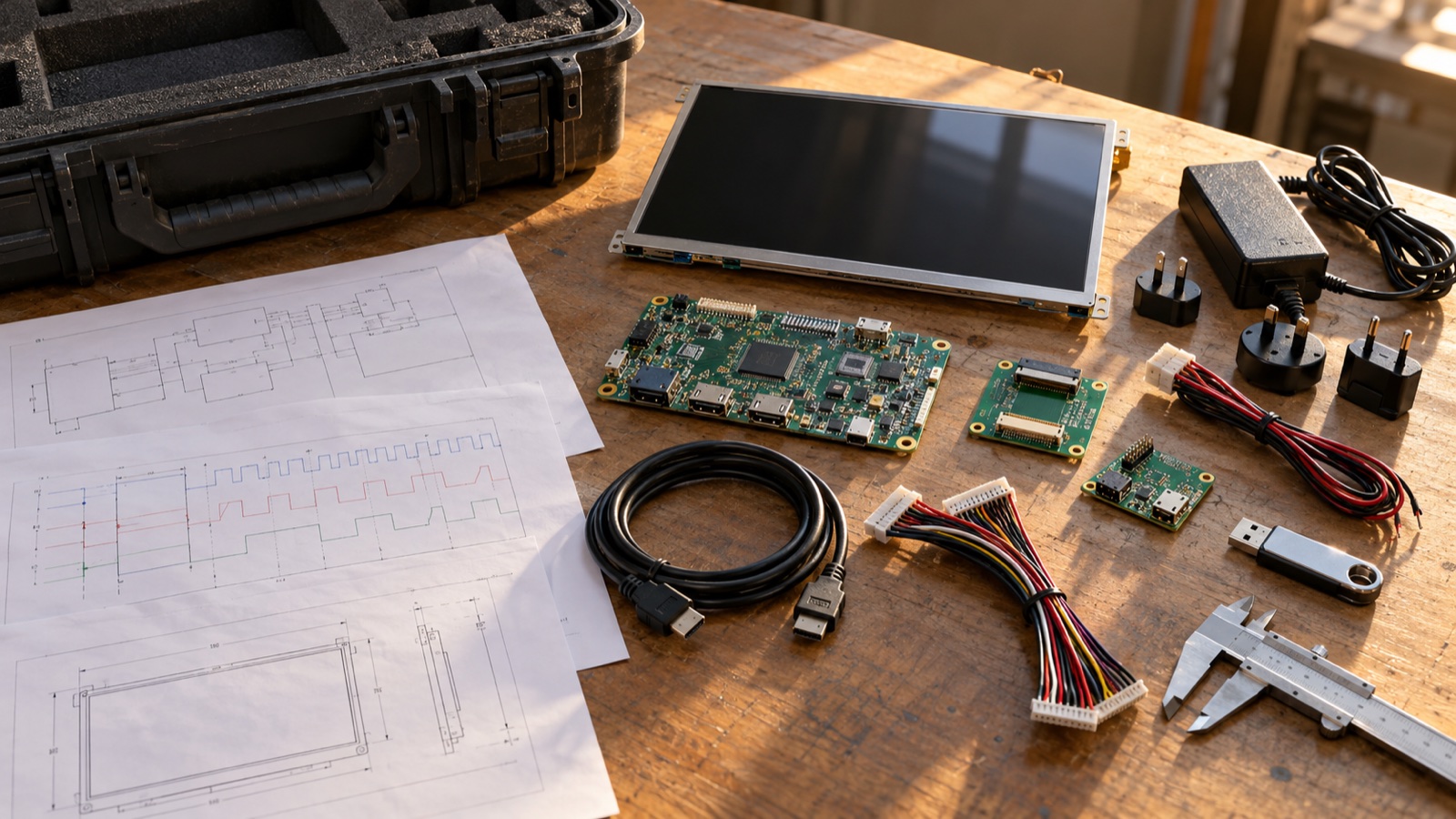 Organized known-good LCD module controller cables and validation records prepared for engineering handoff